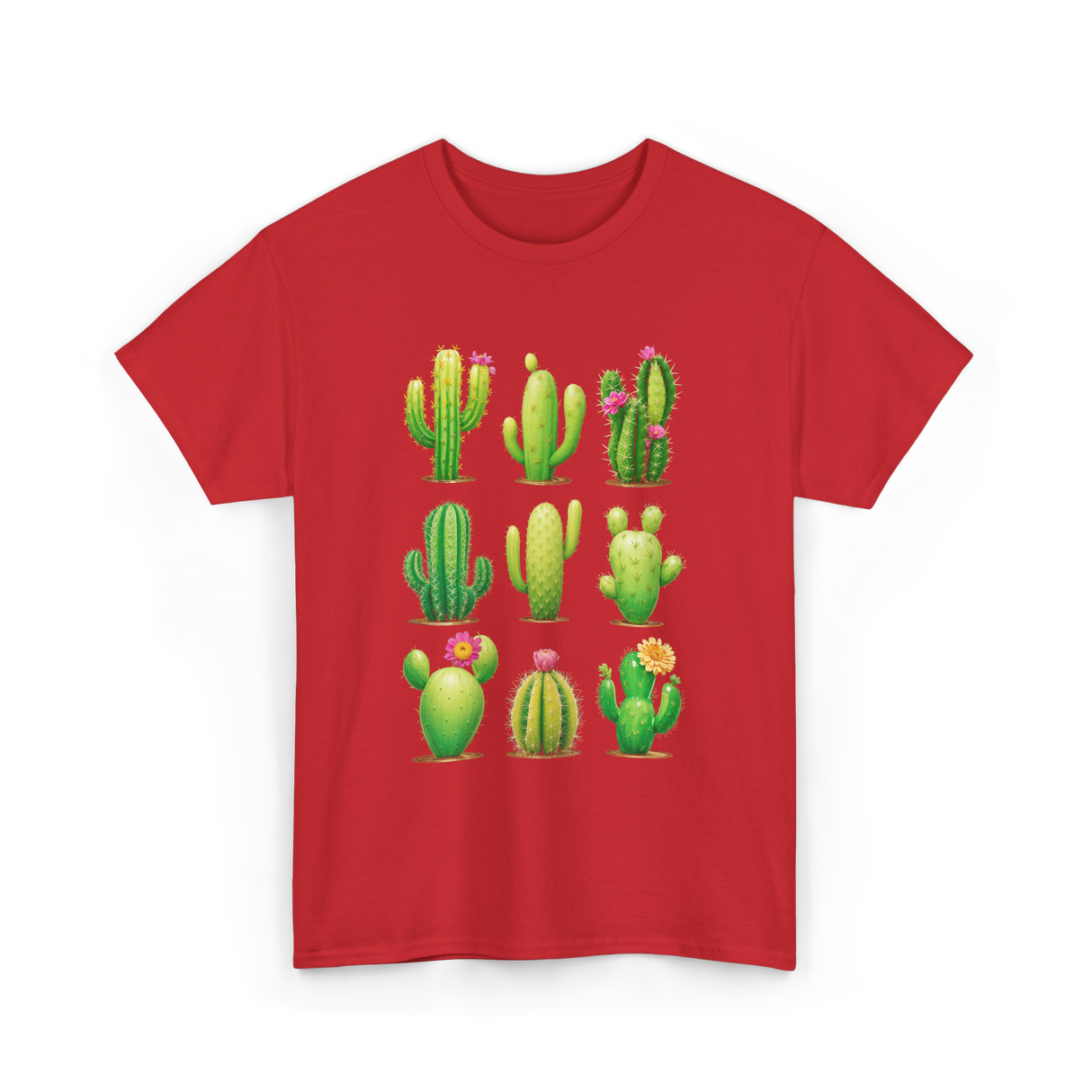 Cactus Plants Cactus Greenery T-Shirt - Red