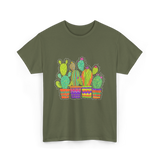 Cactus Pots Gardening Cactus T-Shirt - Military Green