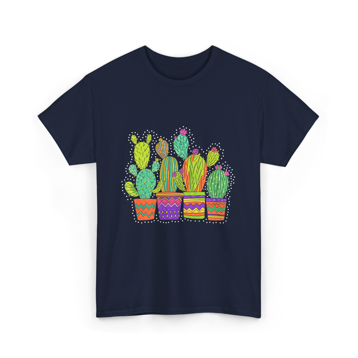 Cactus Pots Gardening Cactus T-Shirt - Navy