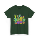 Cactus Pots Gardening Cactus T-Shirt - Forest Green