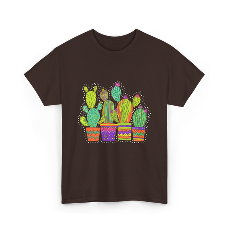 Cactus Pots Gardening Cactus T-Shirt - Dark Chocolate