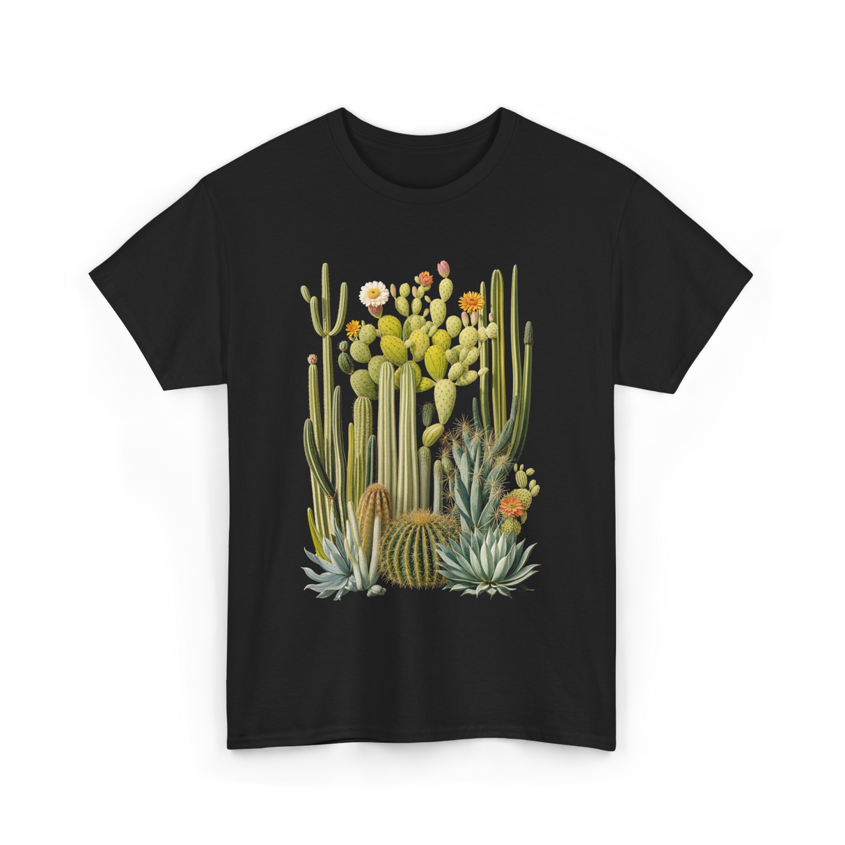 Cactus Succulent Plants Botany T-Shirt - Black