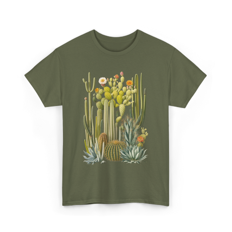 Cactus Succulent Plants Botany T-Shirt - Military Green