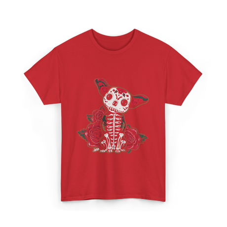 Calavera Chihuahua Skull Art T-Shirt - Red