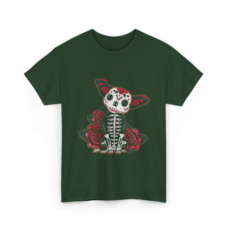 Calavera Chihuahua Skull Art T-Shirt - Forest Green