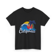 California Beach Waves Sunset T-Shirt - Black