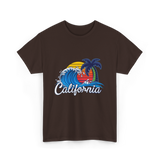 California Beach Waves Sunset T-Shirt - Dark Chocolate