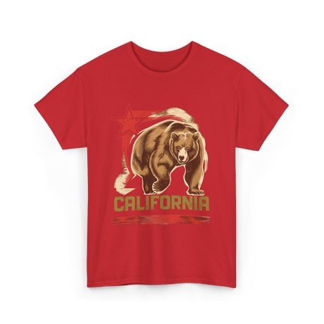 California Bear California Wildlife T-Shirt - Red