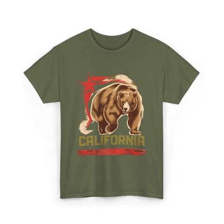 California Bear California Wildlife T-Shirt - Military Green