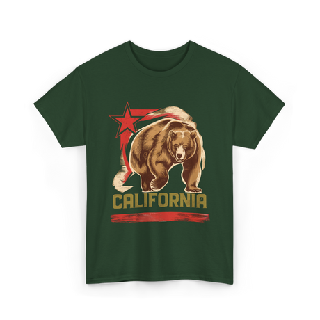 California Bear California Wildlife T-Shirt - Forest Green