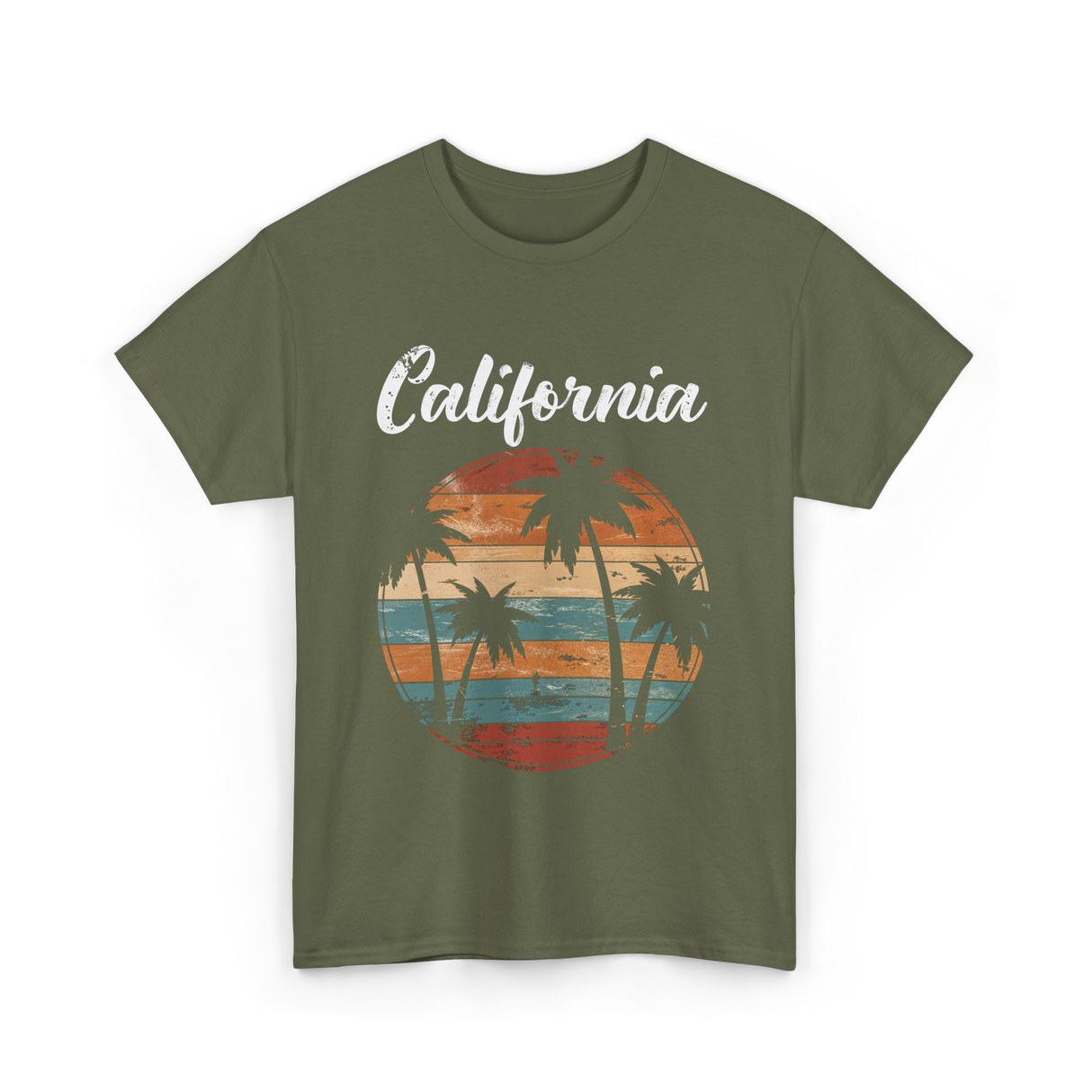 California Palm Trees Nature T-Shirt - Military Green