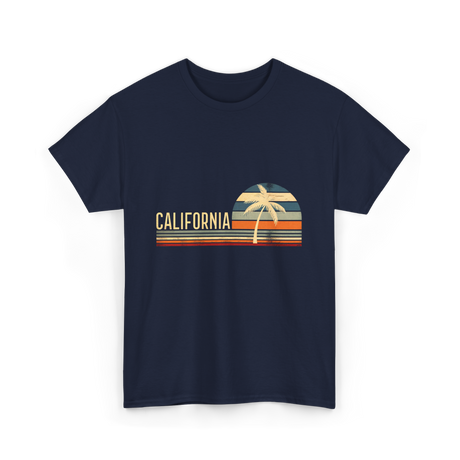 California Palm Trees Retro T-Shirt - Navy