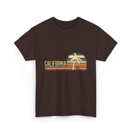 California Palm Trees Retro T-Shirt - Dark Chocolate