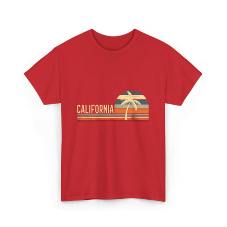 California Palm Trees Retro T-Shirt - Red