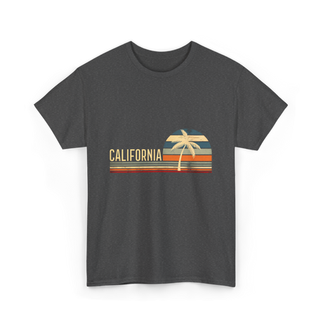 California Palm Trees Retro T-Shirt - Dark Heather