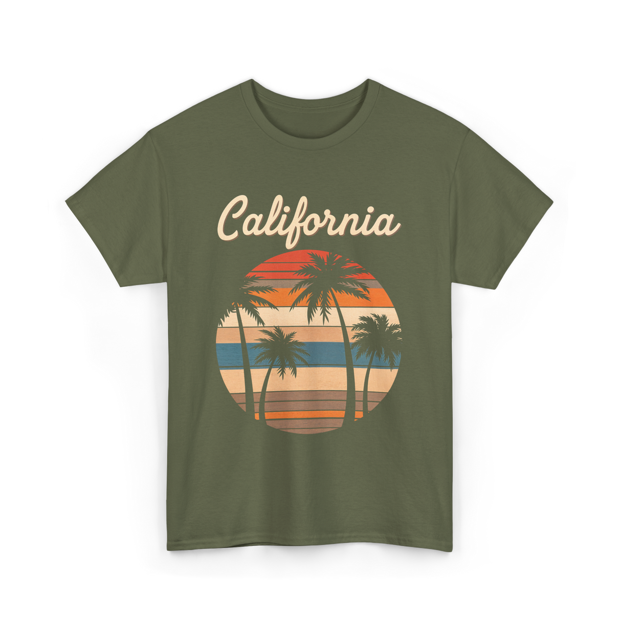 California Palm Trees T-Shirt - Military Green