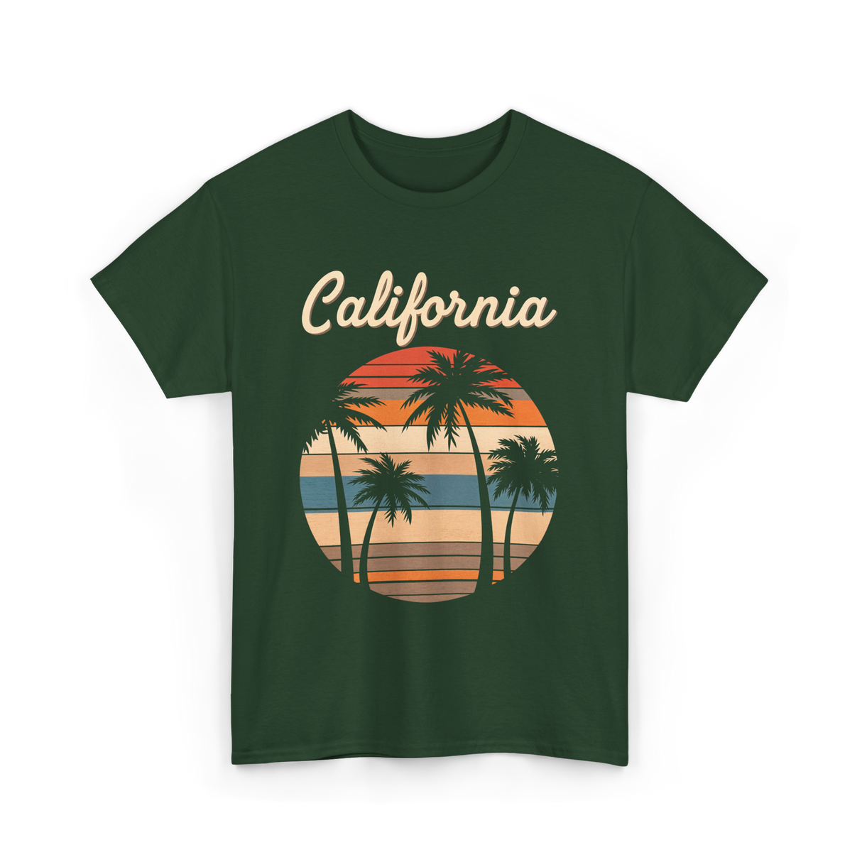 California Palm Trees T-Shirt - Forest Green