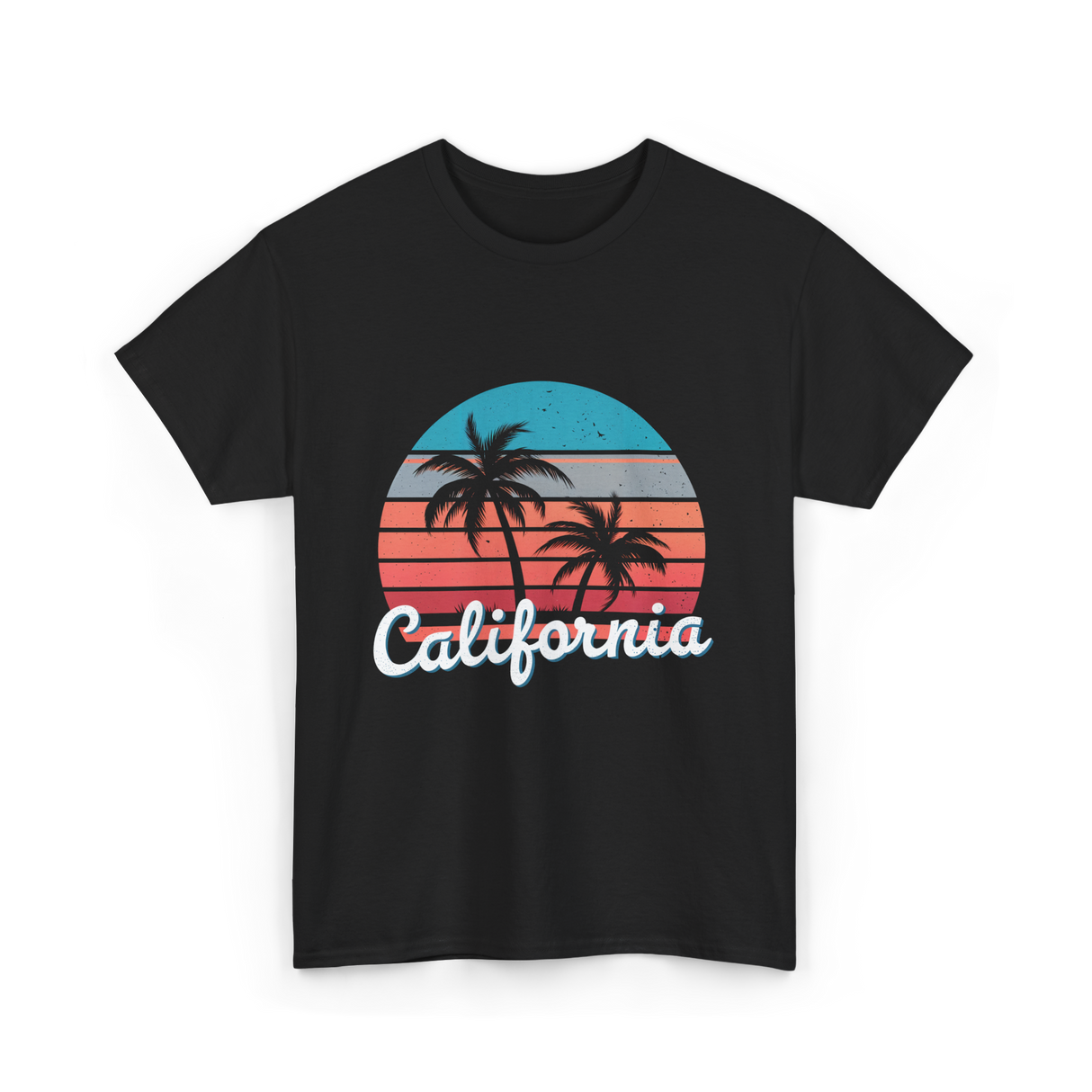 California Vibes Retro Sunset T-Shirt - Black