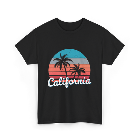 California Vibes Retro Sunset T-Shirt - Black