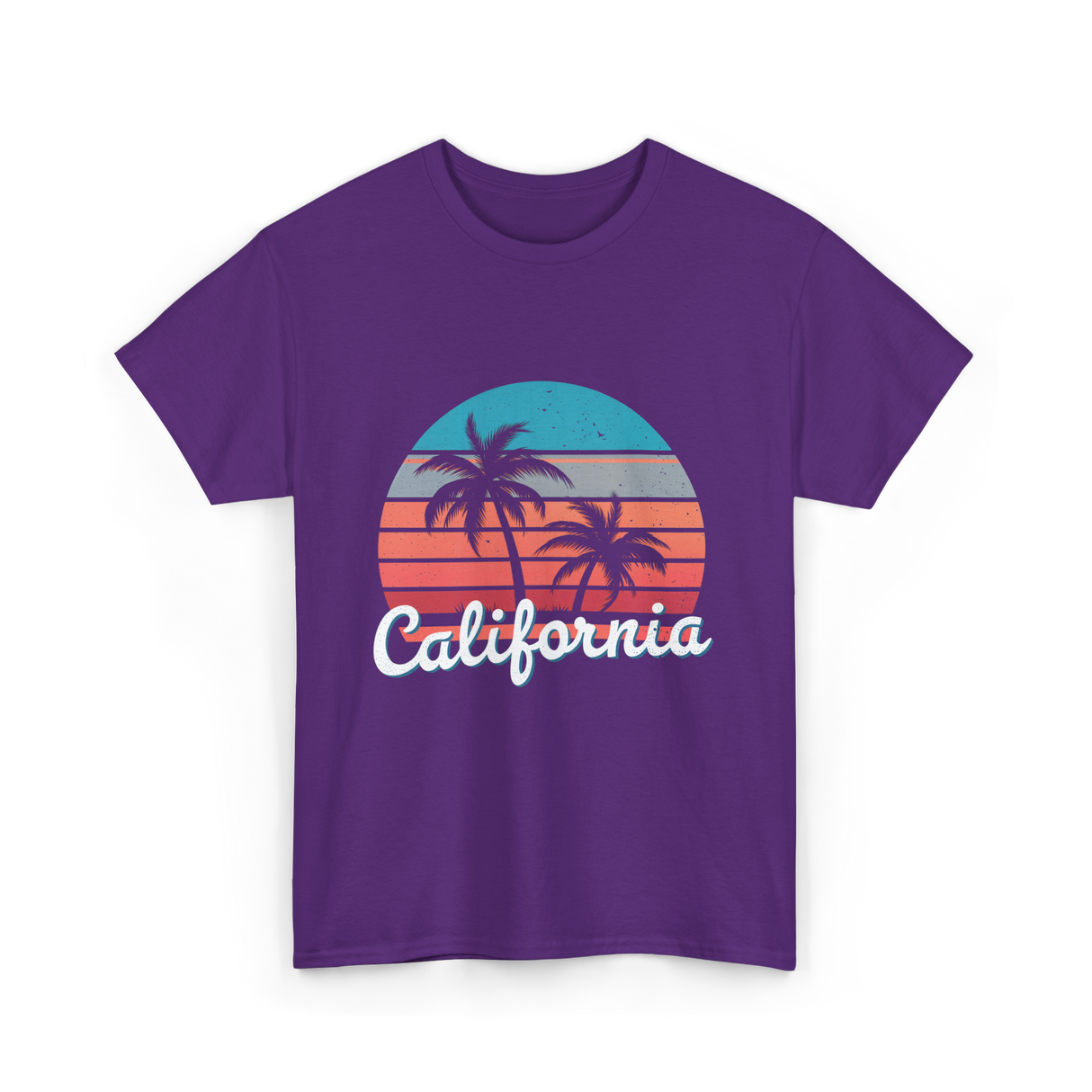 California Vibes Retro Sunset T-Shirt - Purple