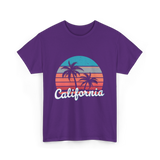 California Vibes Retro Sunset T-Shirt - Purple