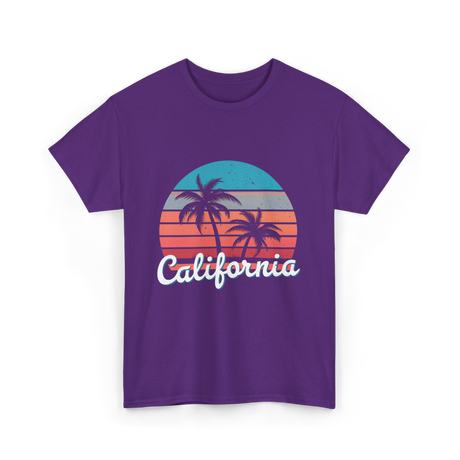 California Vibes Retro Sunset T-Shirt - Purple