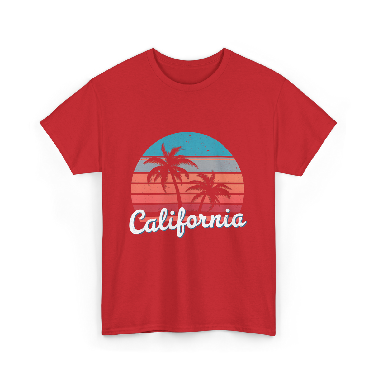 California Vibes Retro Sunset T-Shirt - Red