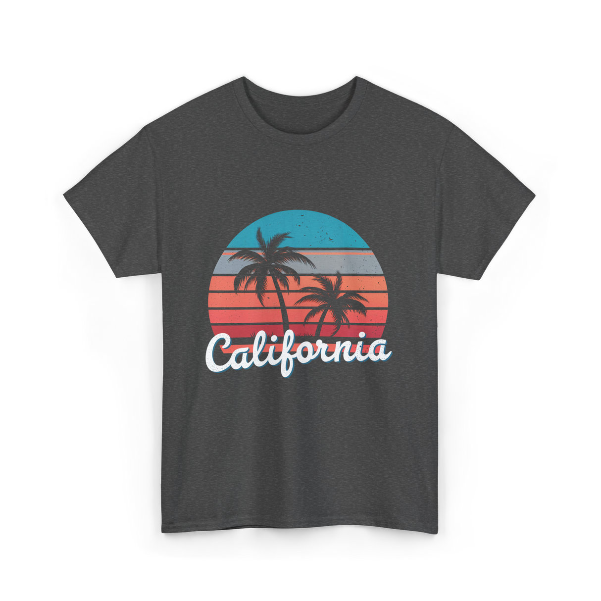 California Vibes Retro Sunset T-Shirt - Dark Heather