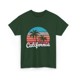 California Vibes Retro Sunset T-Shirt - Forest Green