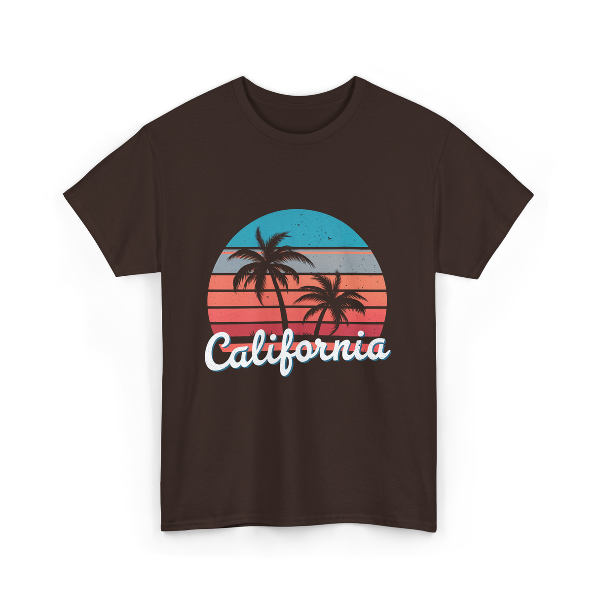 California Vibes Retro Sunset T-Shirt - Dark Chocolate