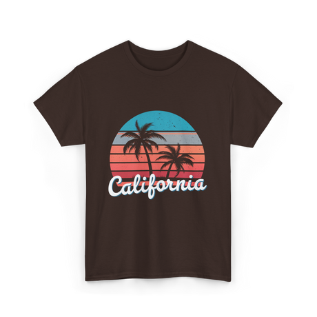 California Vibes Retro Sunset T-Shirt - Dark Chocolate