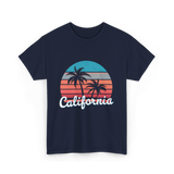 California Vibes Retro Sunset T-Shirt - Navy