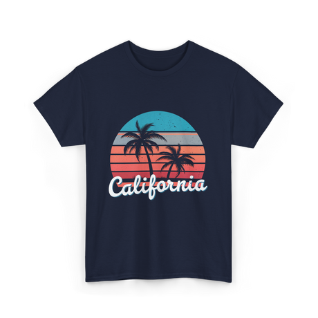 California Vibes Retro Sunset T-Shirt - Navy