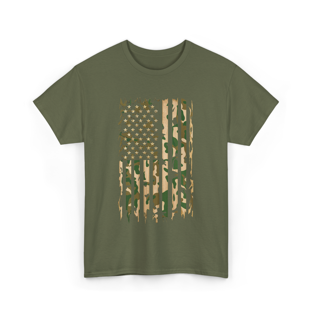 Camo American Flag Military Camouflage T-Shirt - Military Green