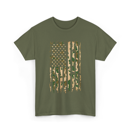 Camo American Flag Military Camouflage T-Shirt - Military Green