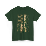 Camo American Flag Military Camouflage T-Shirt - Forest Green