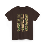 Camo American Flag Military Camouflage T-Shirt - Dark Chocolate