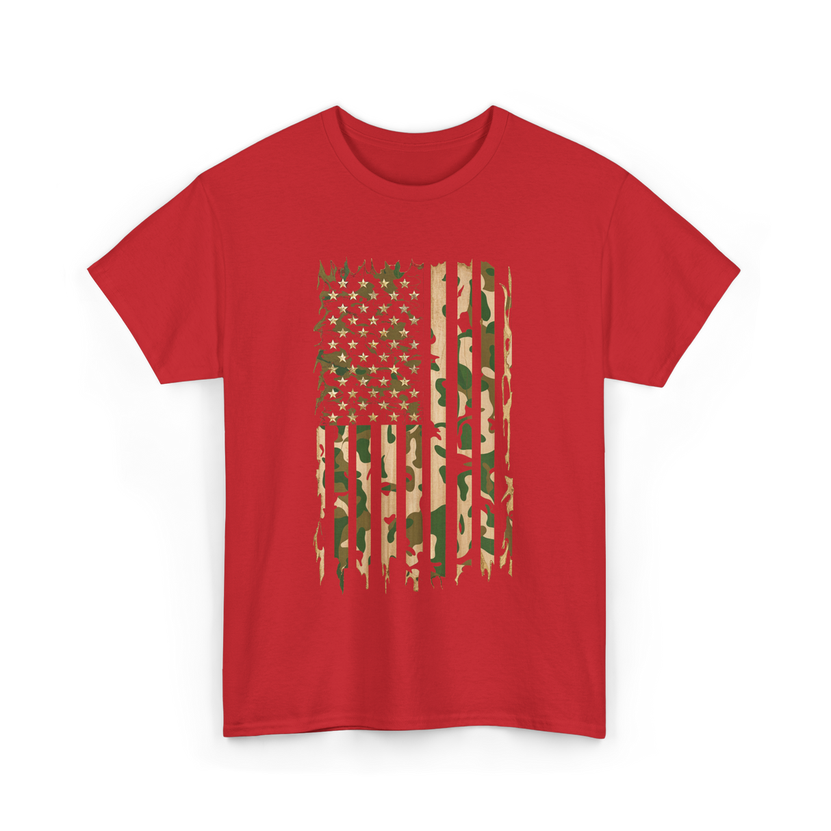 Camo American Flag Military Camouflage T-Shirt - Red