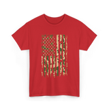 Camo American Flag Military Camouflage T-Shirt - Red