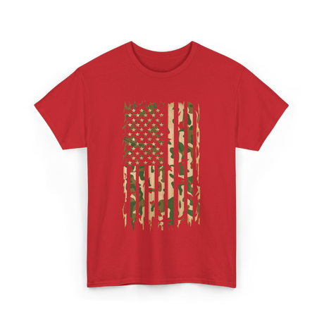 Camo American Flag Military Camouflage T-Shirt - Red