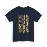 Camo American Flag Military Camouflage T-Shirt - Navy