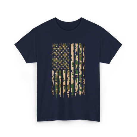 Camo American Flag Military Camouflage T-Shirt - Navy