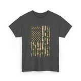 Camo American Flag Military Camouflage T-Shirt - Dark Heather