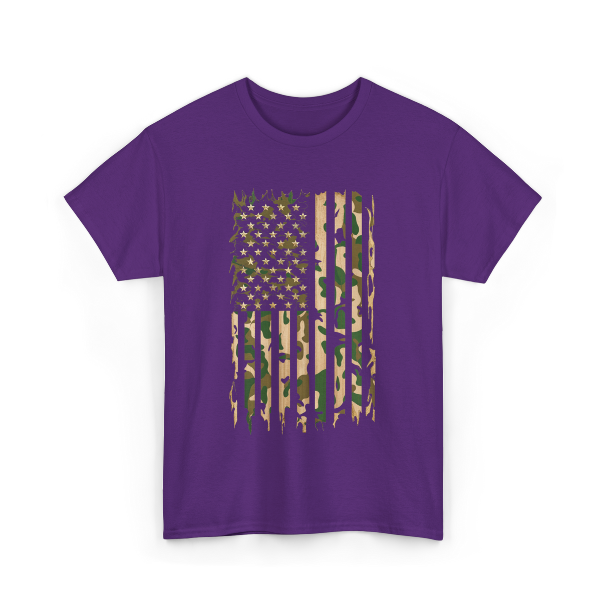 Camo American Flag Military Camouflage T-Shirt - Purple