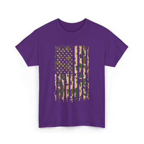 Camo American Flag Military Camouflage T-Shirt - Purple