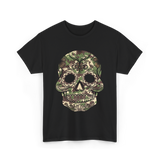 Camo Skull Sugar Skull Halloween T-Shirt - Black