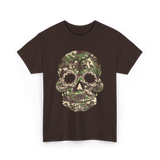 Camo Skull Sugar Skull Halloween T-Shirt - Dark Chocolate