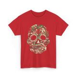 Camo Skull Sugar Skull Halloween T-Shirt - Red