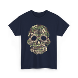 Camo Skull Sugar Skull Halloween T-Shirt - Navy