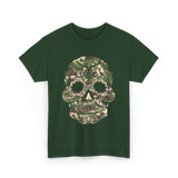 Camo Skull Sugar Skull Halloween T-Shirt - Forest Green